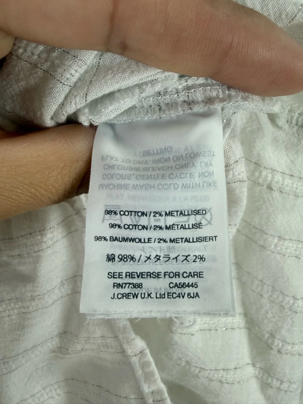 Madewell White Metallic Stripe Peasant Blouse Puff Sleeve Top Small‎